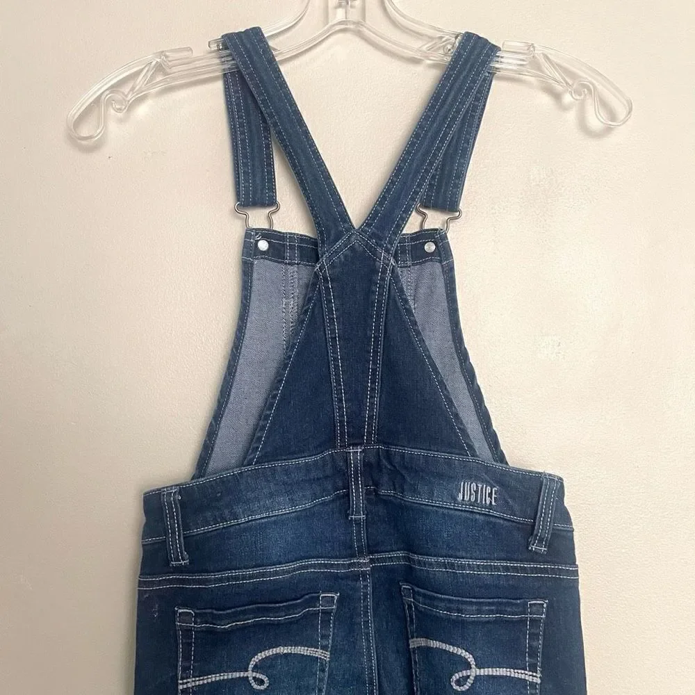 Justice Girls Overalls Size 8 Adjustable Flip Sequins Distressed Cuffed Hem Fall